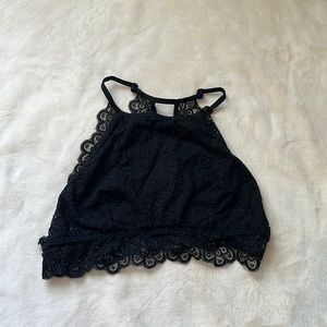 black lace halter bralette